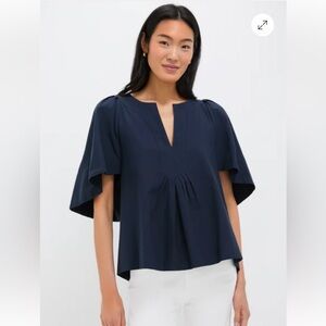 Pomander Place Navy Finley Flutter Sleeve Top Women's Size Large